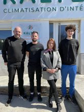 Équipe de l'agence de KALTEA Aix-en-Provence, l'assistante, le responsable et les deux techniciens.
